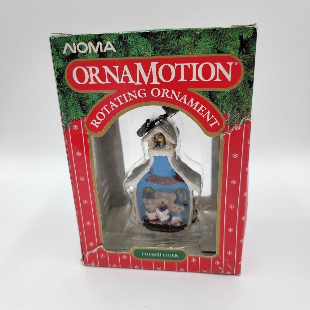 VINTAGE NOMA COLLECTABLE ORNAMENTS Church Chior Mouse ORNAMOTION MOTOR In Box